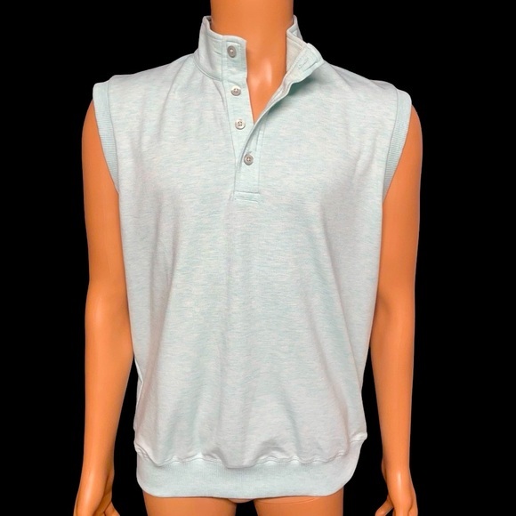 F&G Tech Men’s Lt Teal L Polyester Rayon Spandex Blend 1/4 Button Golf Vest Euc